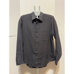 Van Heusen Men’s Wrinkle Free Button Down Shirt Gray Checkered Long Sleeve L